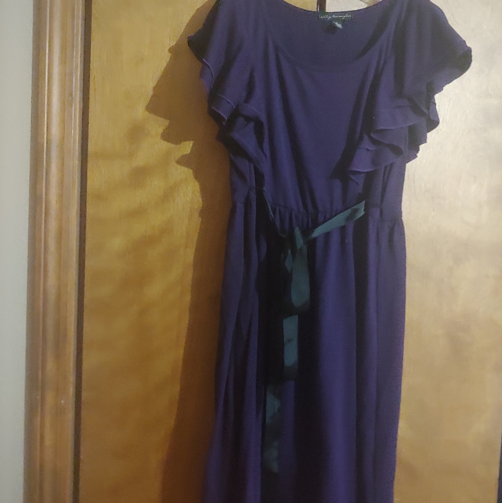City Triangles Purple Dress with Black Ribbon